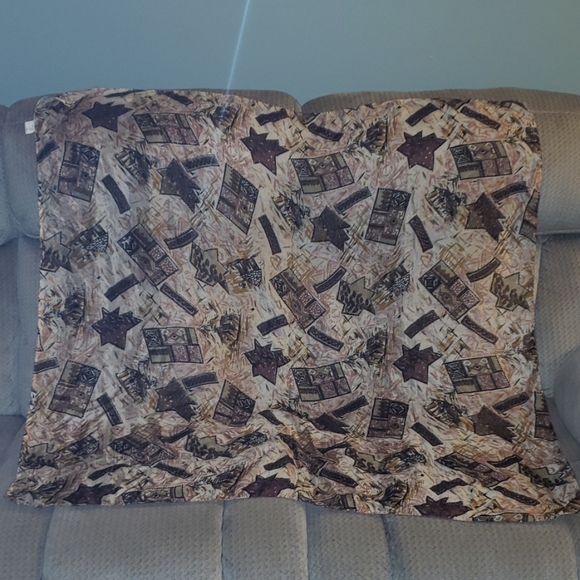 Genuine Silk Brown & Mauve Star Scenic Wrap Scarf